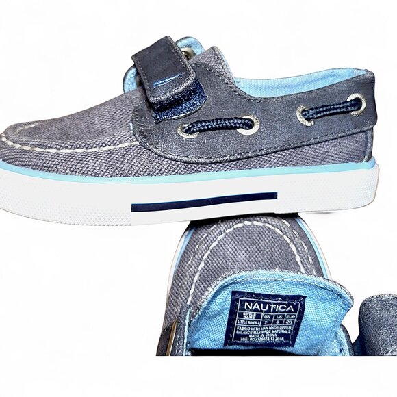 Nautica Little River 2 Boys Boat Shoes Blue Canvas Slip-On Size 7 Toddler - NWOT - Picture 3 of 9